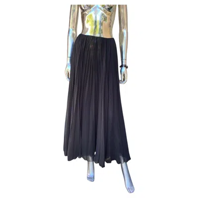 Pre-owned Mary Mcfadden Couture Iconic Pleated Black Chiffon Skirt Size 6