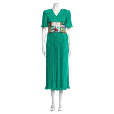 Pre-owned Mary Mcfadden Dress With Sequined Waist In Blue