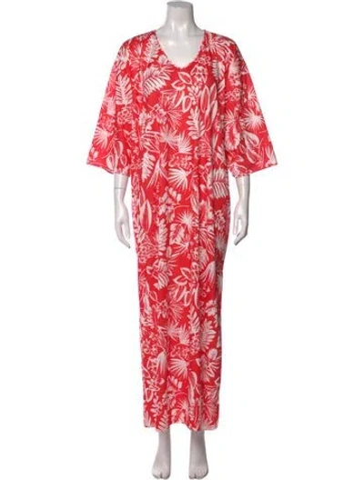 Pre-owned Mary Mcfadden Floral Print Long Dress In Multi