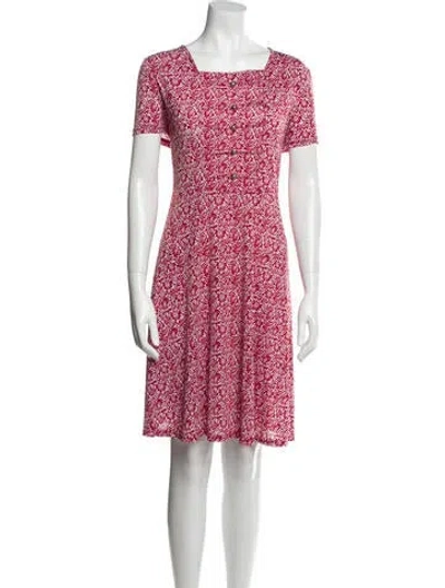 Pre-owned Mary Mcfadden Floral Print Mini Dress In Red