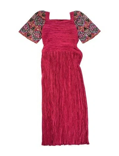 Pre-owned Mary Mcfadden Graphic Print Long Dress In Red