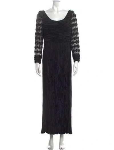 Pre-owned Mary Mcfadden Lace Pattern Long Dress In Black