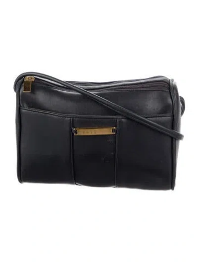 Pre-owned Mary Mcfadden Leather Crossbody Bag In Black