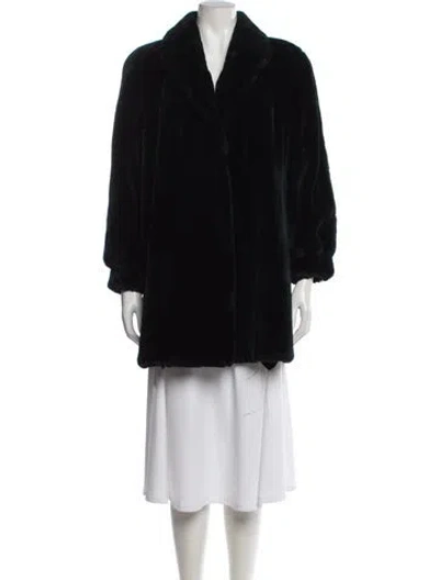 Pre-owned Mary Mcfadden Mink Faux Fur Coat In Black