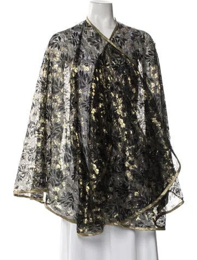 Pre-owned Mary Mcfadden Nylon Lace Pattern Evening Jacket In Multi