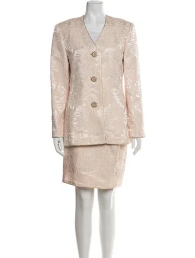 Pre-owned Mary Mcfadden Paisley Print Skirt Suit In Neutral