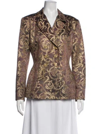 Pre-owned Mary Mcfadden Patterned Blazer In Brown