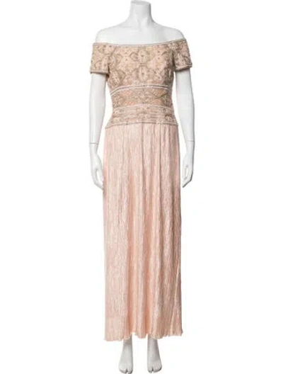 Pre-owned Mary Mcfadden Patterned Long Dress In Pink