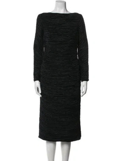 Pre-owned Mary Mcfadden Patterned Midi Length Dress In Black