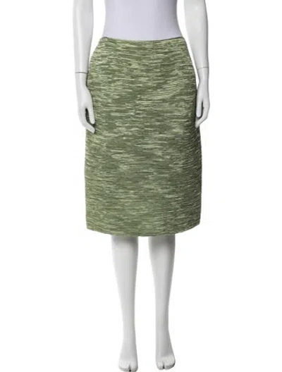 Pre-owned Mary Mcfadden Patterned Midi Length Skirt In Green