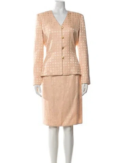 Pre-owned Mary Mcfadden Patterned Skirt Set In Orange