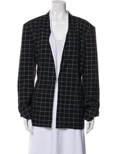 Pre-owned Mary Mcfadden Plaid Print Jacket In Black