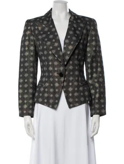 Pre-owned Mary Mcfadden Polka Dot Print Blazer In Multicolor