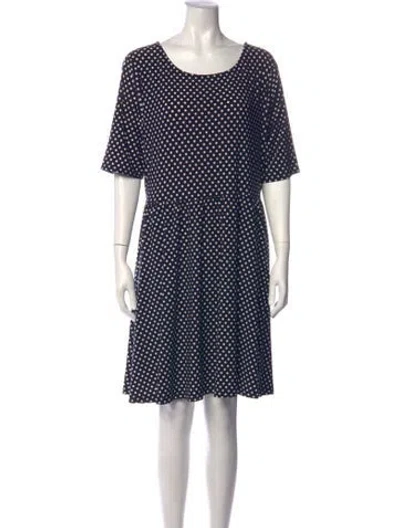 Pre-owned Mary Mcfadden Polka Dot Print Knee-length Dress In Blue