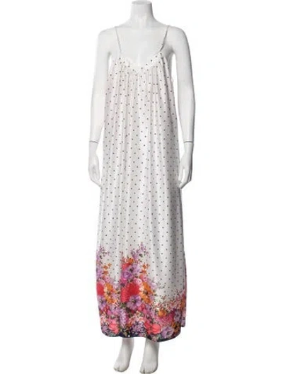 Pre-owned Mary Mcfadden Polka Dot Print Long Dress In Multicolor