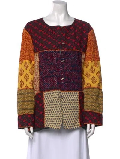 Pre-owned Mary Mcfadden Printed Bateau Neckline Tunic In Multi