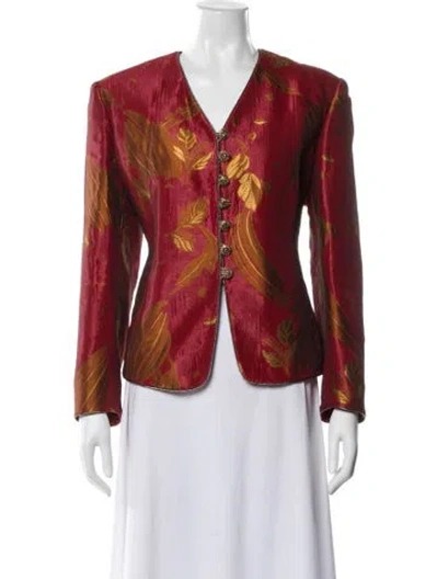Pre-owned Mary Mcfadden Printed Evening Jacket In Red