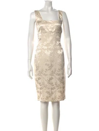 Pre-owned Mary Mcfadden Printed Knee-length Dress In Neutrals