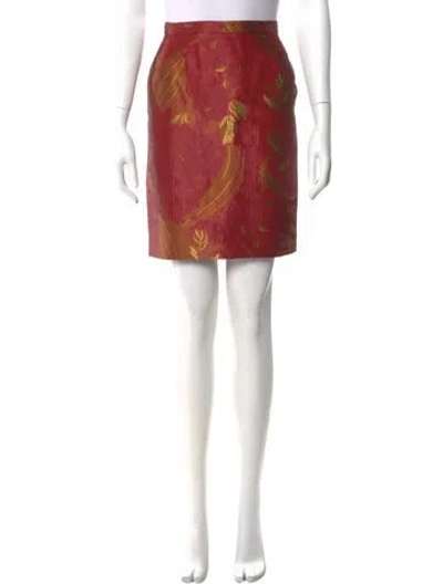 Pre-owned Mary Mcfadden Printed Knee-length Skirt In Red