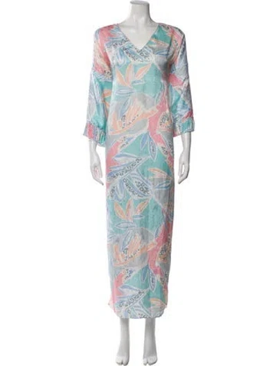 Pre-owned Mary Mcfadden Printed Nightgown In Blue