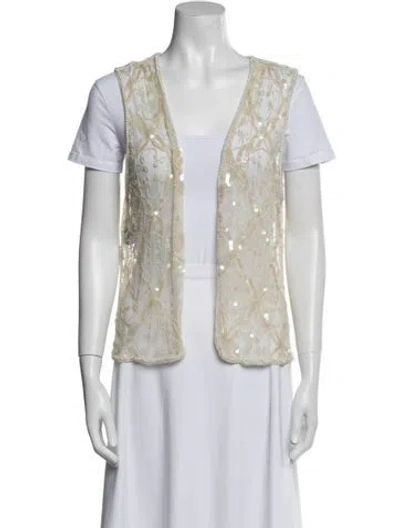 Pre-owned Mary Mcfadden Printed Vest In Neutral