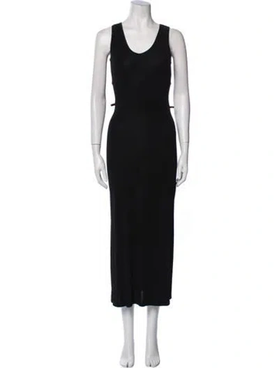 Pre-owned Mary Mcfadden Scoop Neck Long Dress In Black