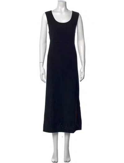 Pre-owned Mary Mcfadden Scoop Neck Long Dress In Black