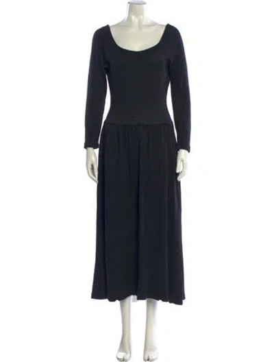 Pre-owned Mary Mcfadden Scoop Neck Long Dress In Blue