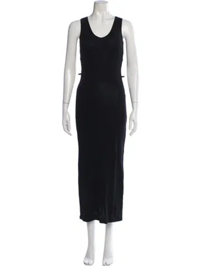 Pre-owned Mary Mcfadden Scoop Neck Long Dress In Blue