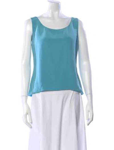 Pre-owned Mary Mcfadden Scoop Neck Sleeveless Top In Blue