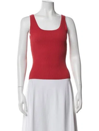 Pre-owned Mary Mcfadden Scoop Neck Sleeveless Top In Red