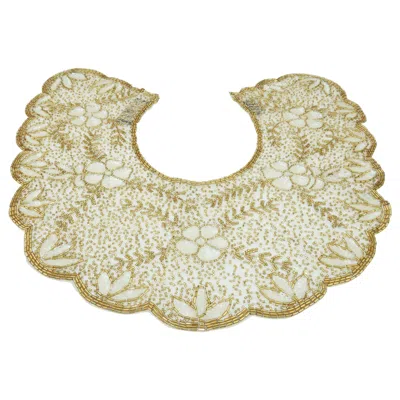 Pre-owned Mary Mcfadden Sequin & Beaded Collar, 1980's In Sand