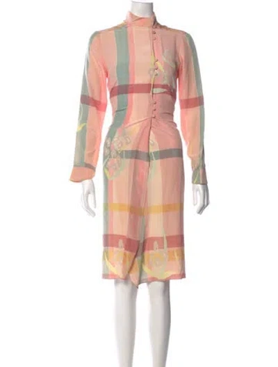 Pre-owned Mary Mcfadden Silk Knee-length Dress In Pink