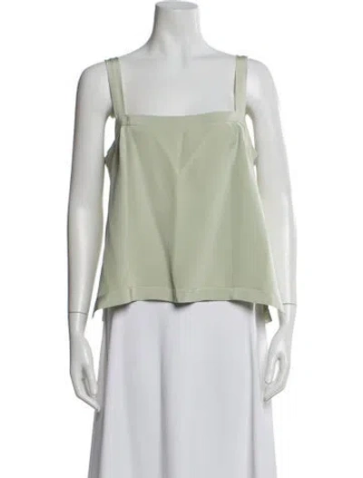 Pre-owned Mary Mcfadden Silk Square Neckline Top In Green