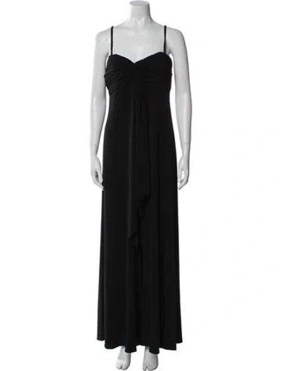 Pre-owned Mary Mcfadden Square Neckline Long Dress In Black