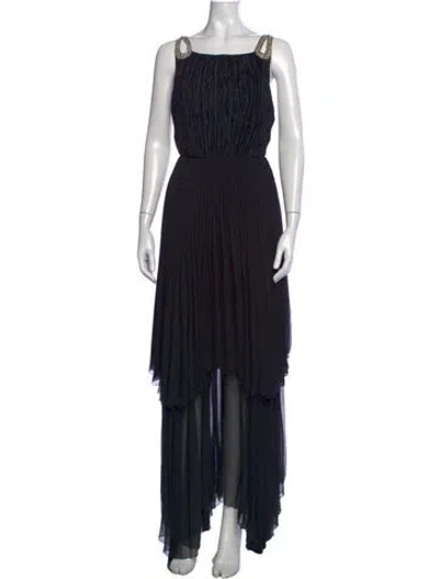 Pre-owned Mary Mcfadden Square Neckline Long Dress In Black