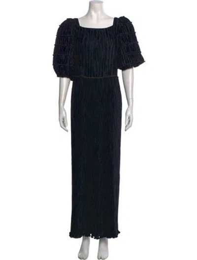 Pre-owned Mary Mcfadden Square Neckline Long Dress In Black