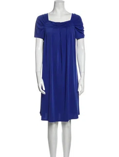 Pre-owned Mary Mcfadden Square Neckline Mini Dress In Blue