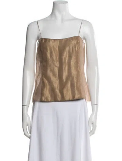 Pre-owned Mary Mcfadden Square Neckline Sleeveless Top In Gold