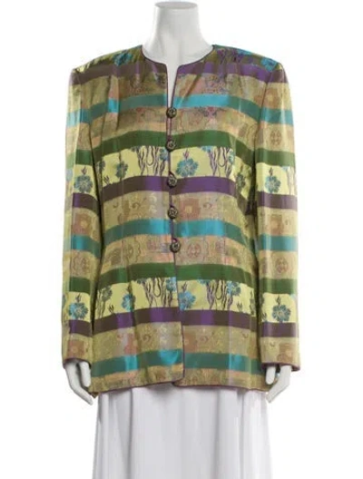 Pre-owned Mary Mcfadden Striped Evening Jacket In Yellow