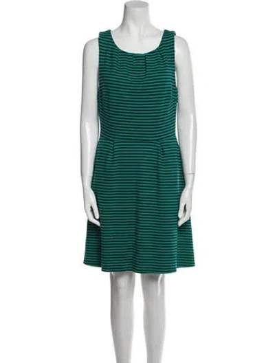 Pre-owned Mary Mcfadden Striped Knee-length Dress In Green