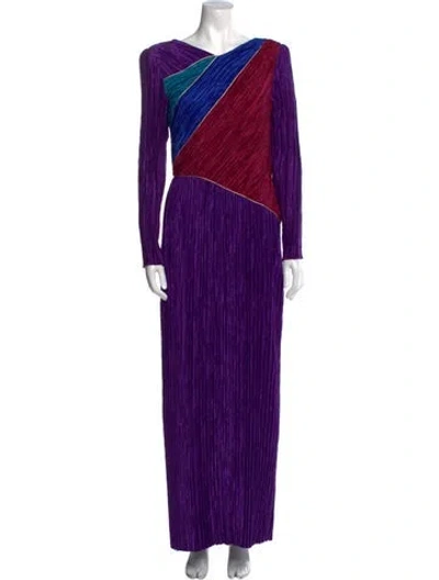 Pre-owned Mary Mcfadden Striped Long Dress In Purple