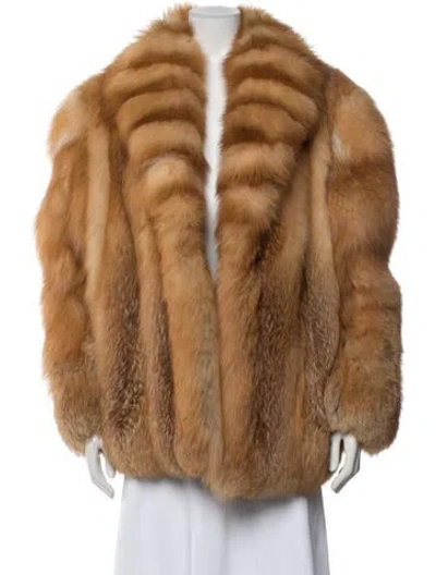 Pre-owned Mary Mcfadden Vintage 1980's Fur Coat In Orange