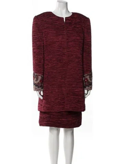 Pre-owned Mary Mcfadden Vintage 1980's Skirt Suit In Burgundy