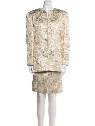 Pre-owned Mary Mcfadden Vintage 2000's Skirt Suit In Gold