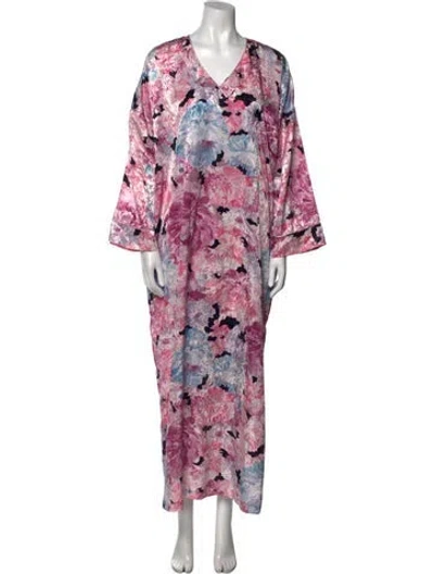 Pre-owned Mary Mcfadden Vintage Floral Print Nightgown In Pink