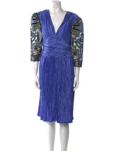 Pre-owned Mary Mcfadden Vintage Knee-length Dress In Blue