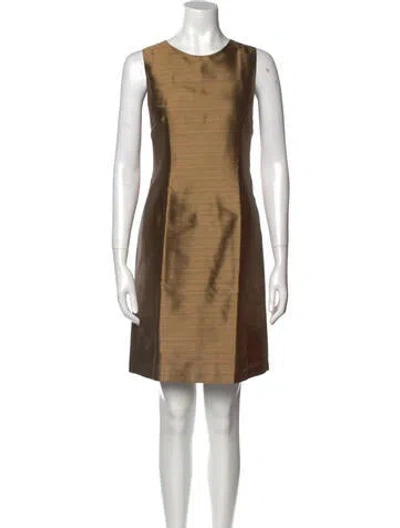 Pre-owned Mary Mcfadden Vintage Knee-length Dress In Brown