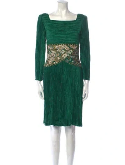 Pre-owned Mary Mcfadden Vintage Knee-length Dress In Green