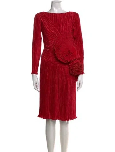 Pre-owned Mary Mcfadden Vintage Knee-length Dress In Red